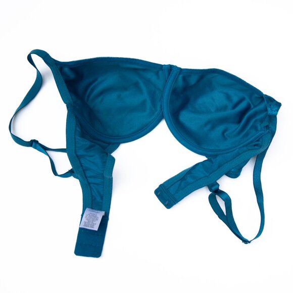 Vtg Vanity Fair 36C Teal Blue Jacquard Satin Unlined Underwire Bra 75044 NWOT - Picture 5 of 9